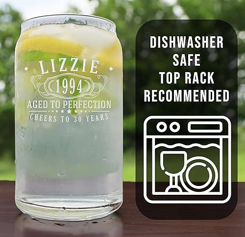 Miniatura 3 de Taza de vidrio para beber café vintage de 16 onzas grabadas de 16 onzas  Regalos de feliz cumpleaños 30 para mujeres y hombres, saludos a 30 años,