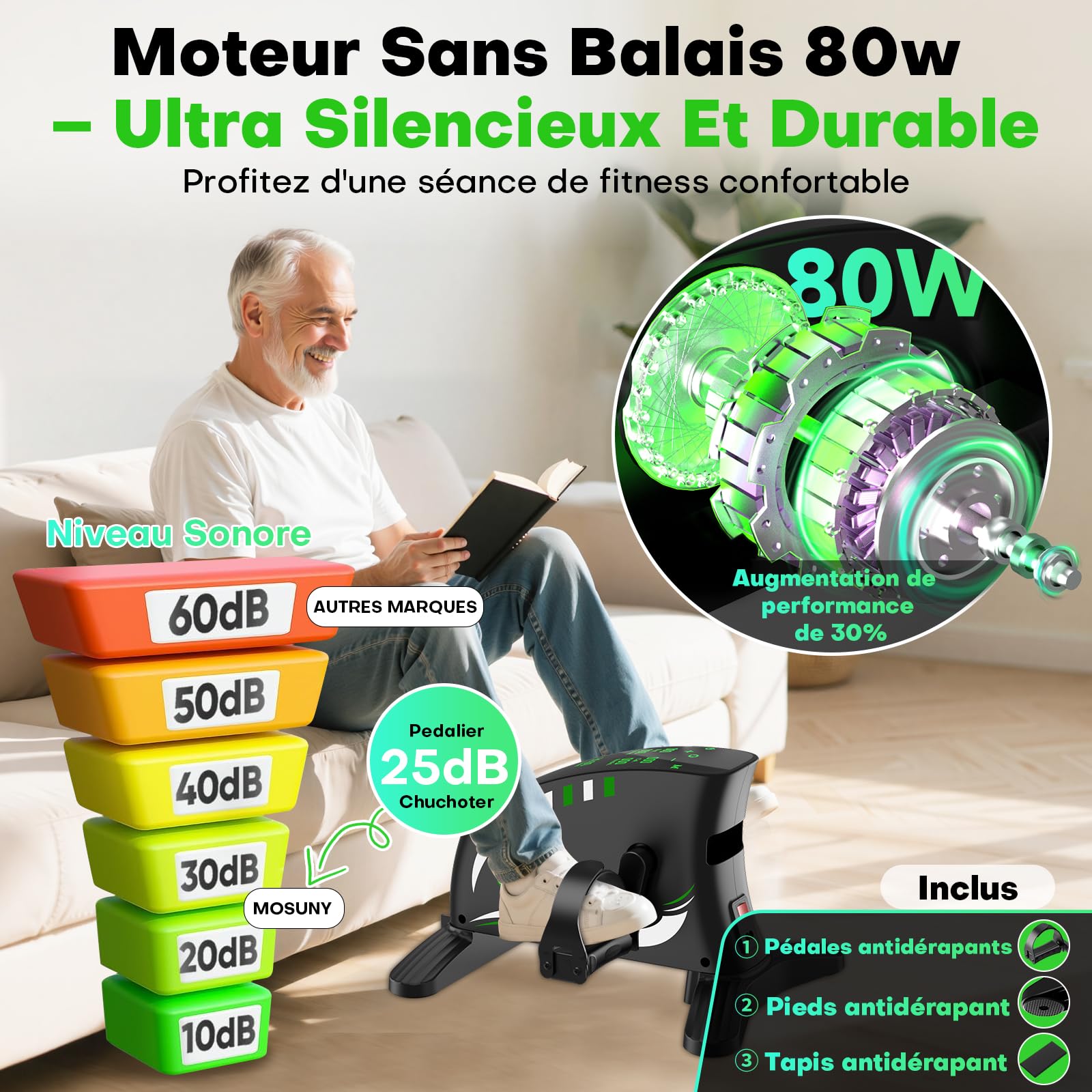 Mini Velo Appartement Pedalier avec Résistance & Vitesse Adjustable, 2 en 1 Bureau Électrique pour Bras et Jambes, Grand Écran LCD