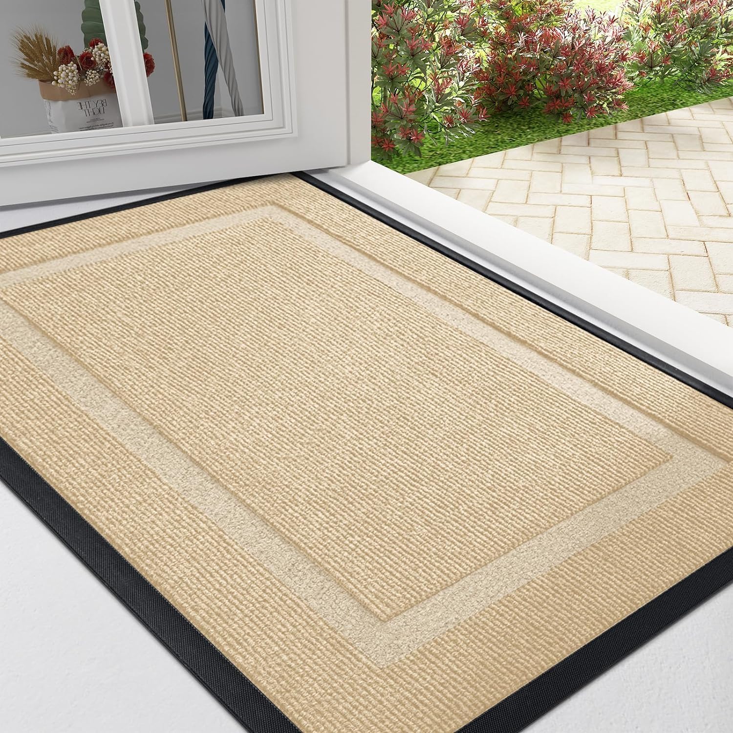 Homaxy Door Mat, Rubber Backed Non Slip Door Matts Indoor, Dirt Trapper Absorbent Mats, Washable Front Doormat Outdoor