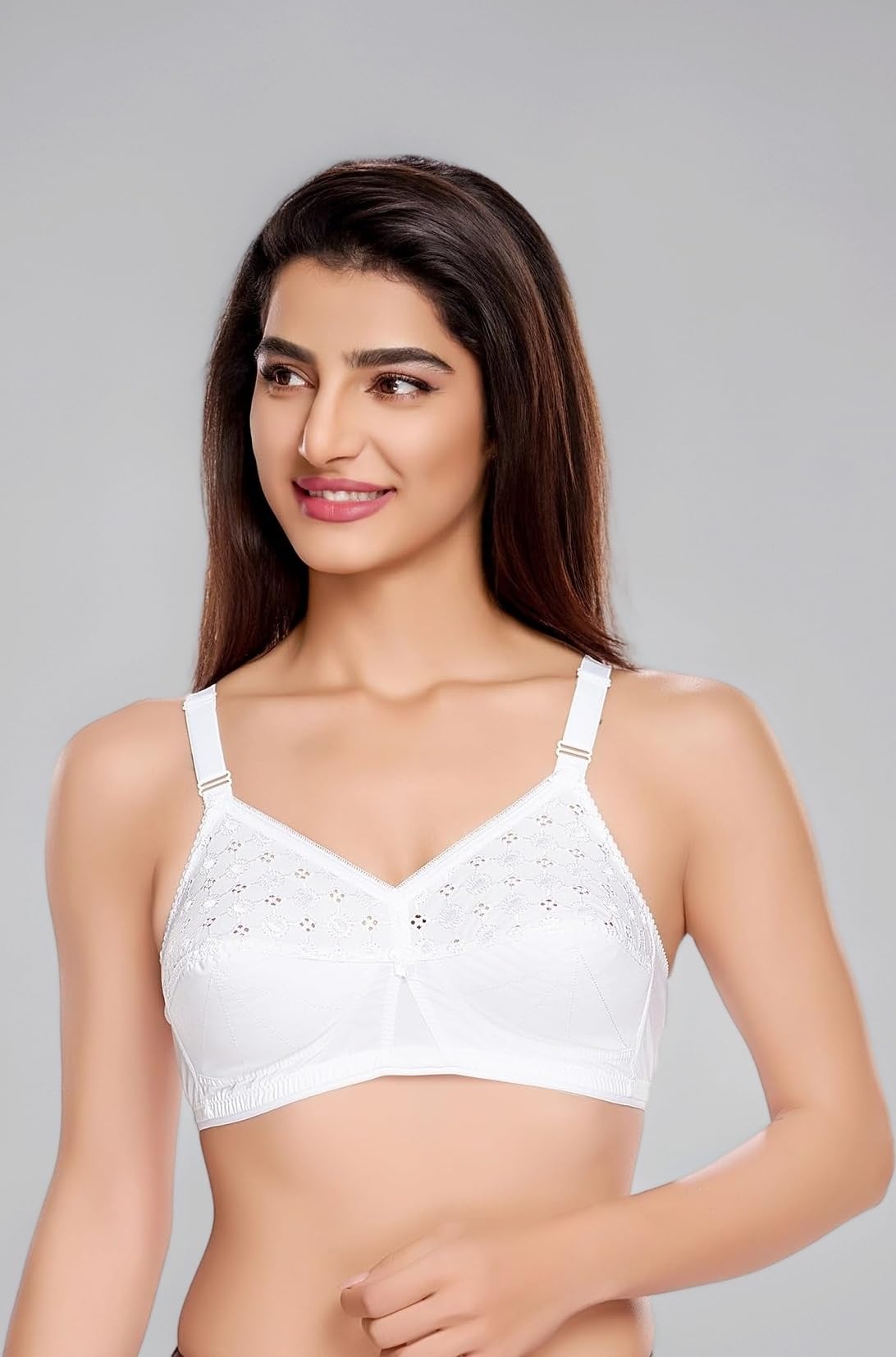 juliet Women's Non Padded Polyester Viscose Sari Bra Everyday Bra NARI 36D White