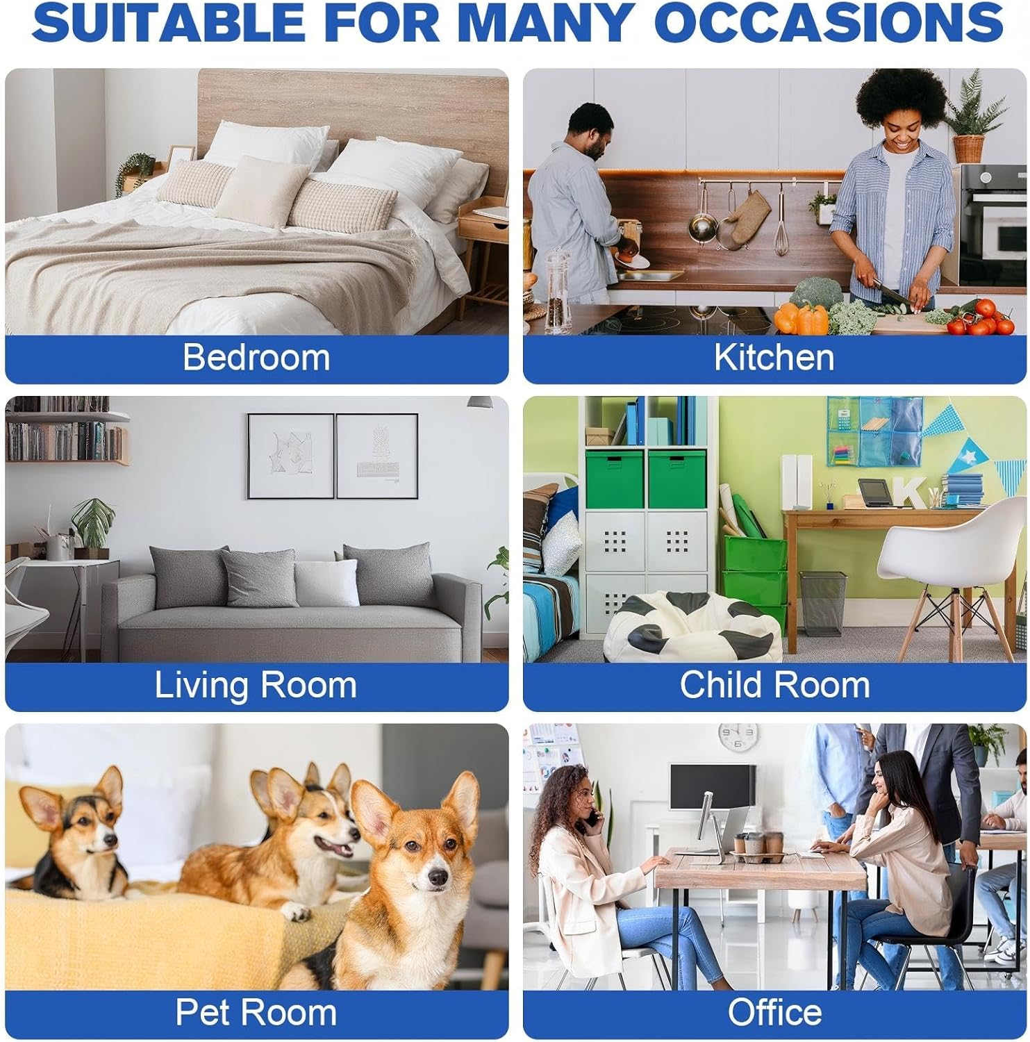 Qualirey 2 Pcs Air Purifier for Home Bedroom, White Air Filter Air Cleaners for Bedroom, Smokers, Office, Odors, Pollen, Pet Dander