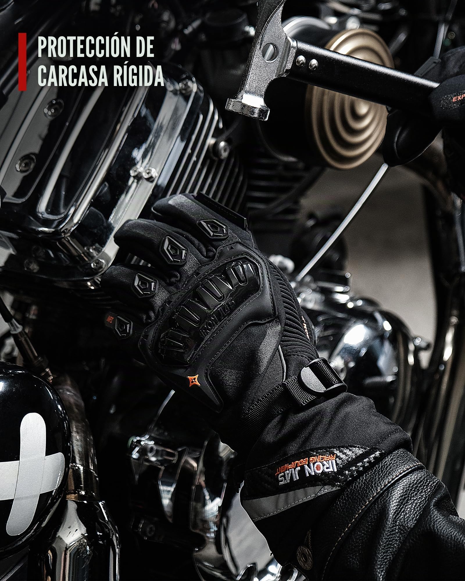 IRON JIA'S Guantes Invierno para Motocicleta para Hombre, Impermeables y Resistentes Level 1 KP al Viento, Ligeros y Cálidos Guantes de Pantalla Táctil, Adecuados para Motociclismo, Esquí-Negro-XL