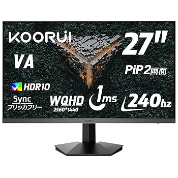 KOORUI 27インチ WQHD ゲーミングモニター 240Hz 1ms KOORUI 27'' WIDE Gaming Monitor, WQHD 1ms 240HZ, MiniLED HDR