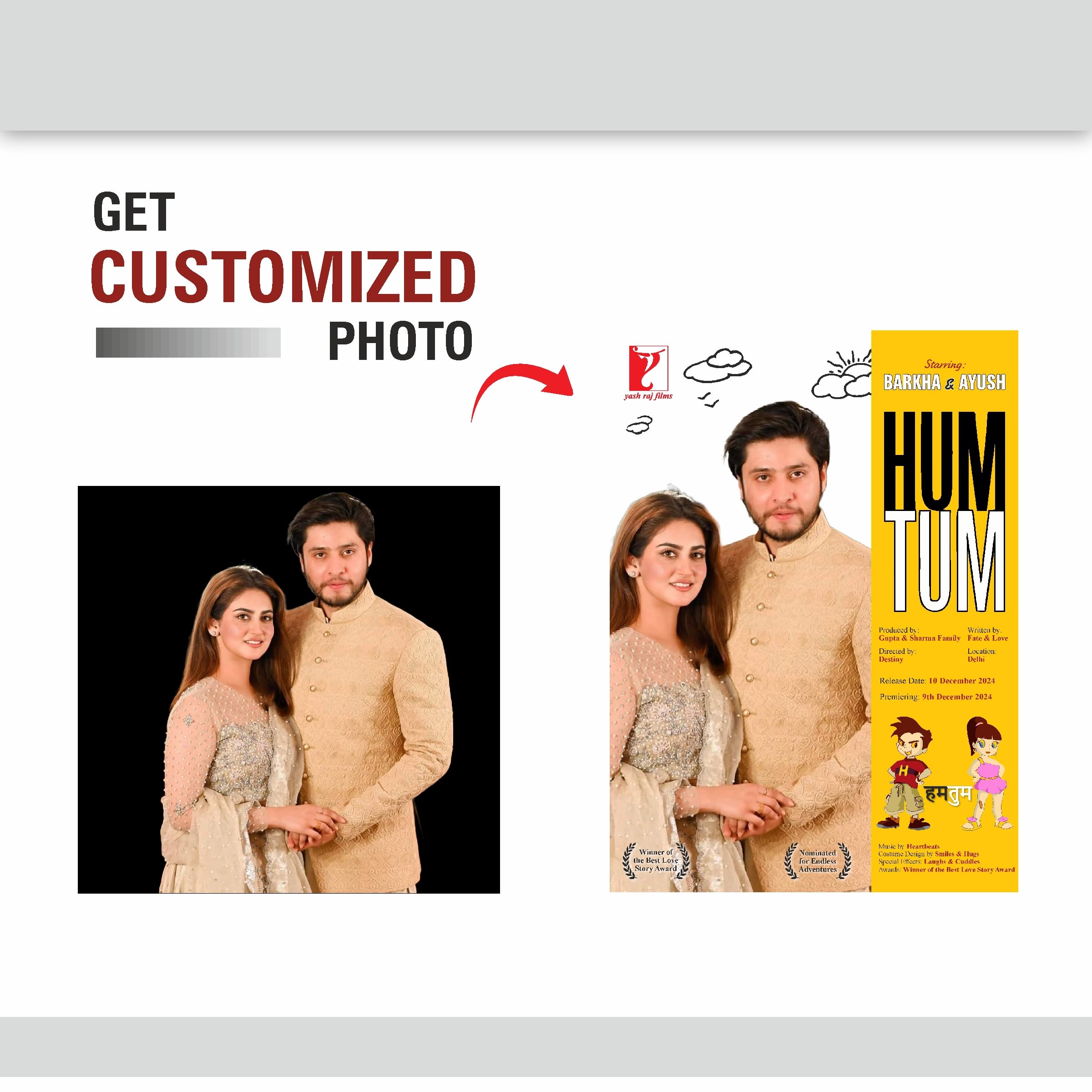 Custom Couple Poster – Hum Tum Movie Style – Personalized… – view 5