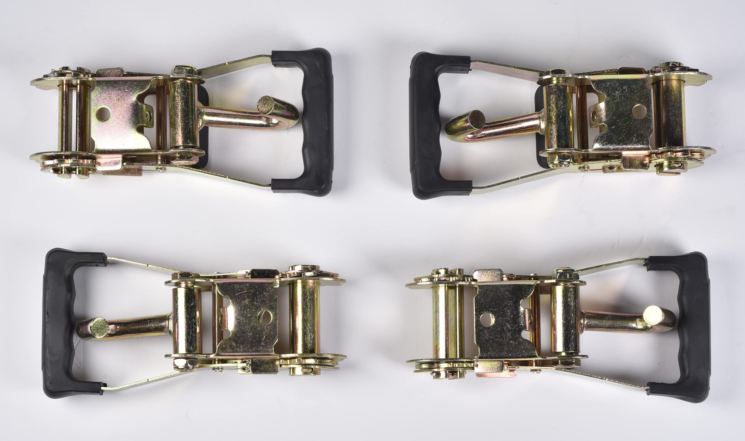 4 Pack - 2inch Ratchet Handle & Snap Hook with J f Race Car Hauler Tow Dolly Wrecker Truck Tie Down Strap by HiGear