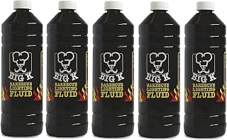 Topline Pack of 5 Big K Barbeque Firelighter Odourless Fluid - BBQs, Firepits - Outdoor Fires & Log Burners - Camping Grill - Bonfire - 1000ml with Unique Card.