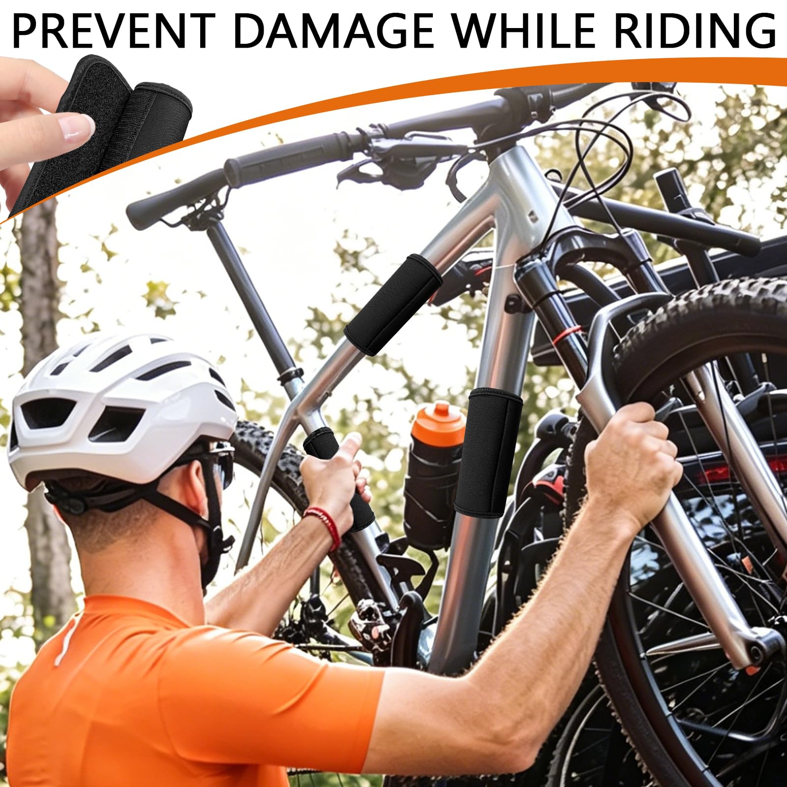 Fahrrad Rahmenschutz 4er Set, Carbon Rahmenschutz Fahrradträger, Fahrrad Transportschutz, Transportschutz Passend Fahrradträger, Guter Schutz mit Neopren Befestigung