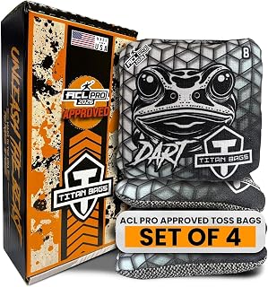 Titan Dart Geo Cornhole Bags - Regulation 6x6" 16oz Tournament Bean Bags, Dual-Sided 8/5 Speed Slick & Hybrid Carpet, All-Weather Pellets, Pack of 4