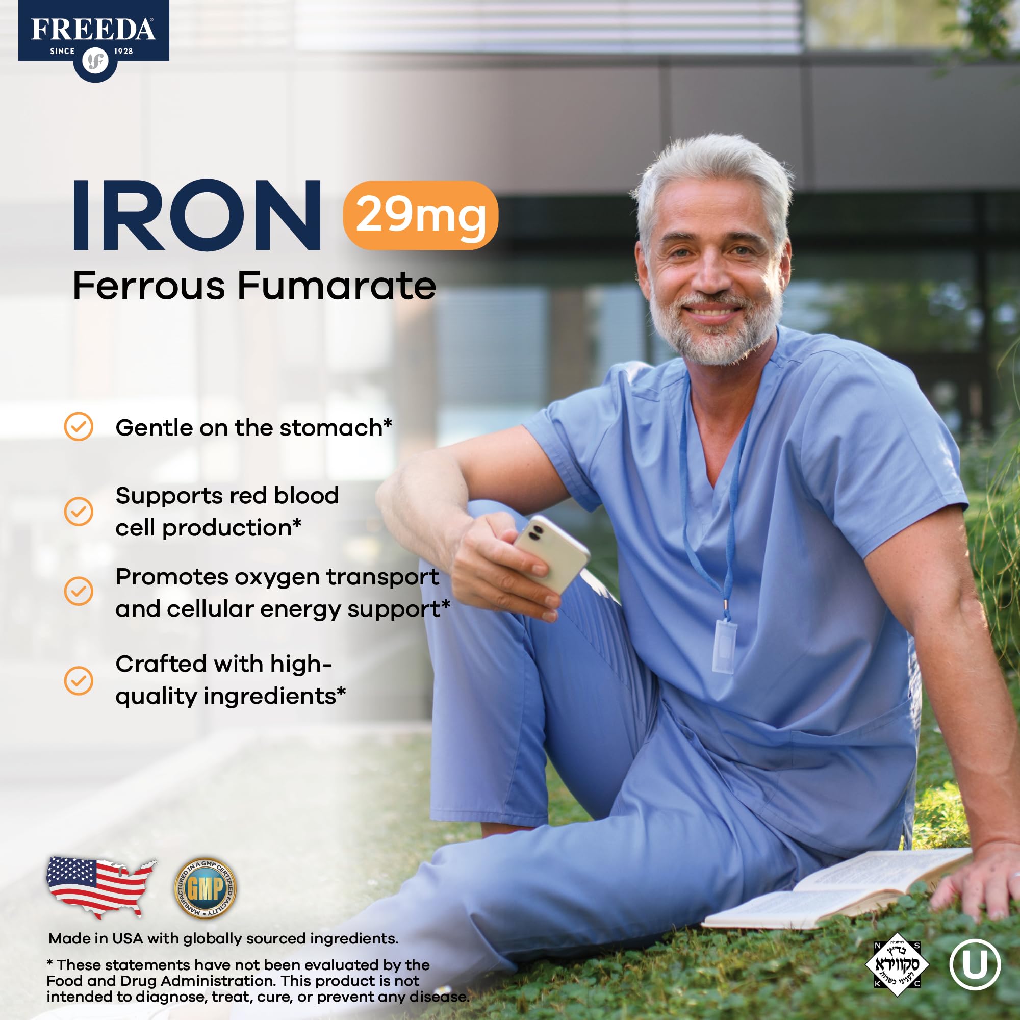 Freeda Iron Supplement - Ferrous Fumarate Iron Tablets — Amazon image 2