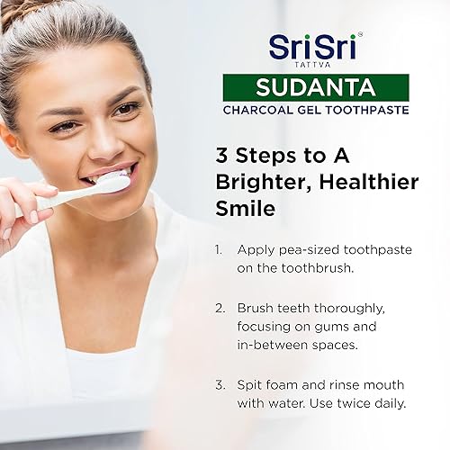 Miniatura 7 de Sri Sri TATTVA Sudanta - Pasta de dientes de carbón activado para blanquear los dientes, encías saludables y aliento fresco, pasta de dientes