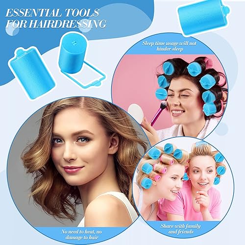 Miniatura 6 de Geyoga 18 rodillos de esponja para el cabello, rizadores grandes de espuma suave, rizadores de peluquería de gran tamaño para mujeres (1.4 x 2.6