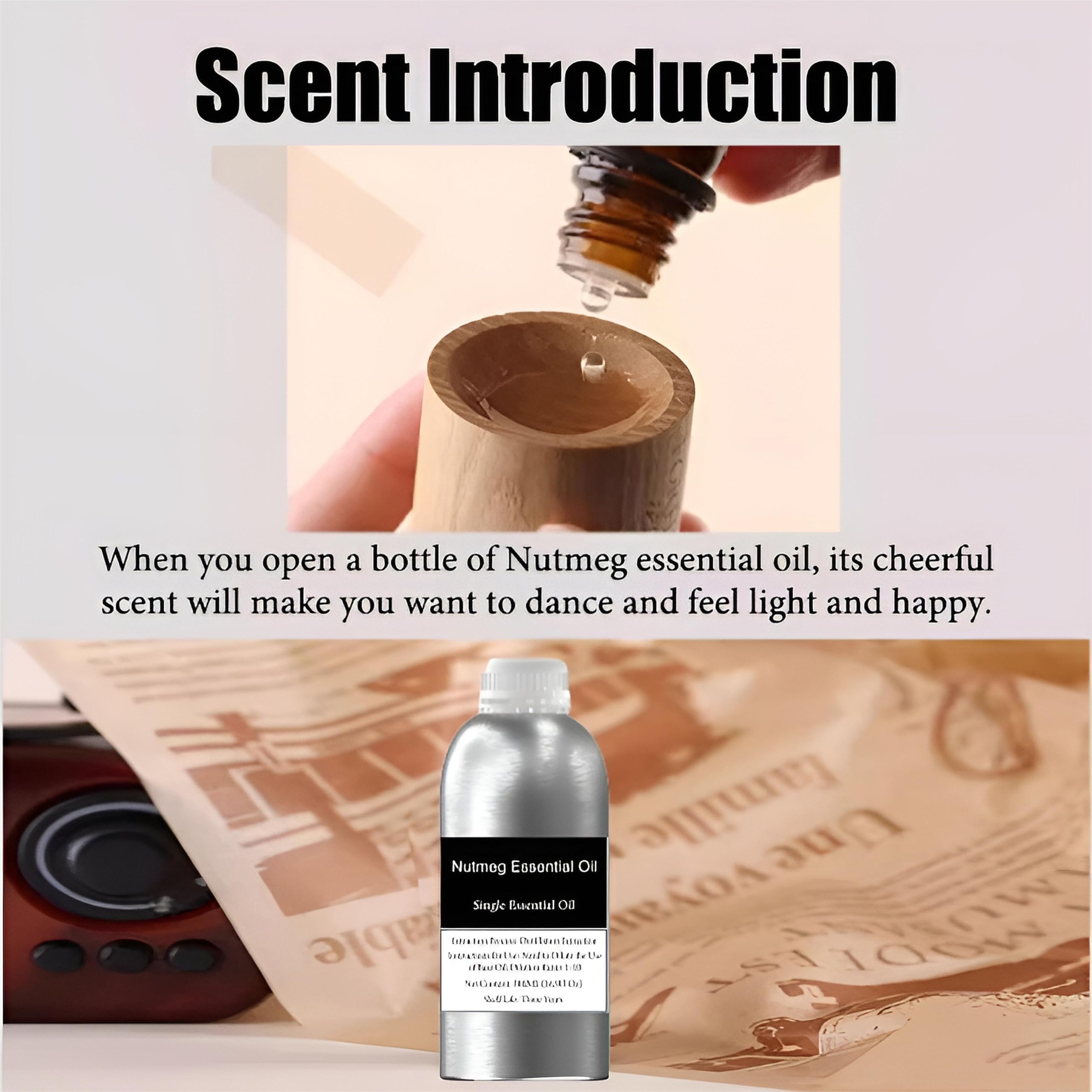 100% reines ätherisches Muskatnussöl für Aromatherapie, Diffusoren, Hautpflege, Kerzenseifenherstellung, hochwertiges organisches Muskatnussöl, natürliches Duftöl zur Entspannung(500ml)