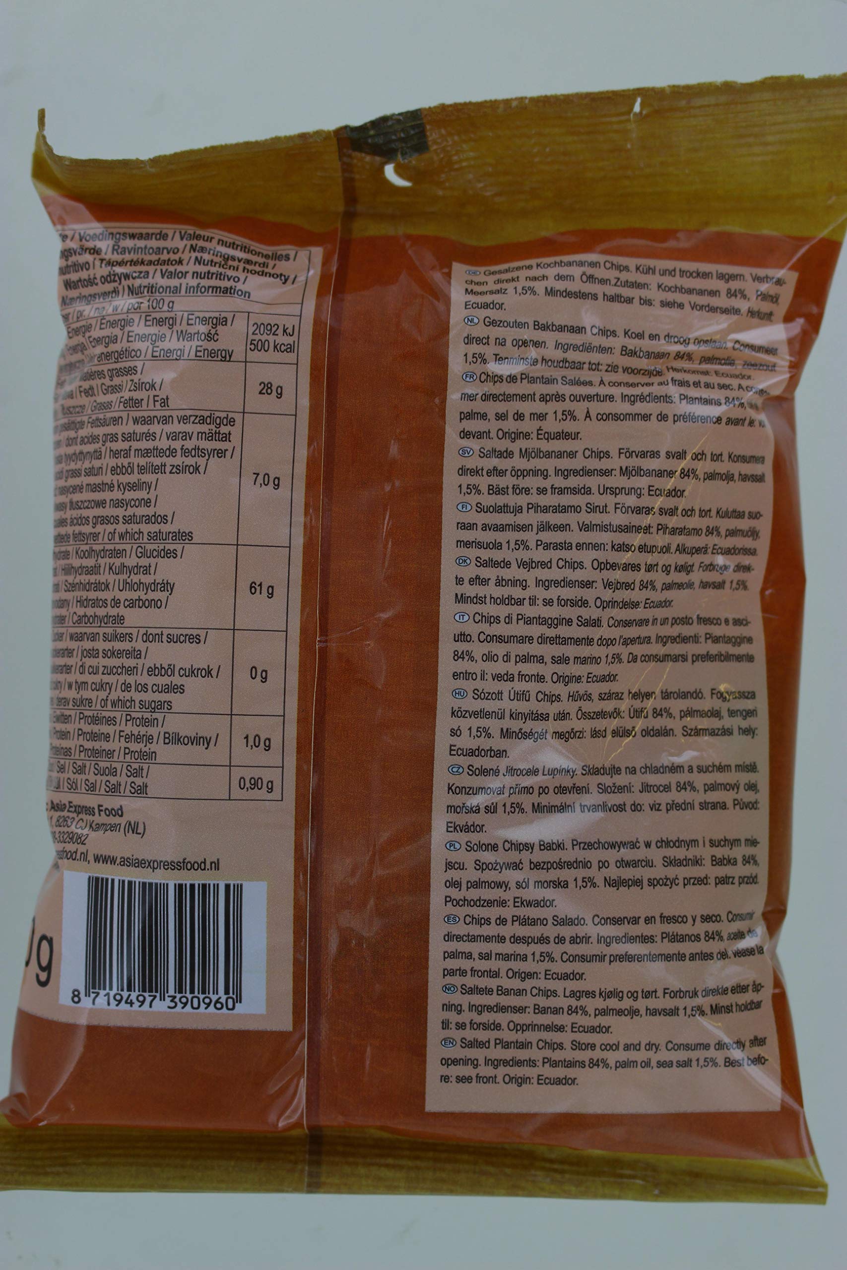 Afroase Chips di banana salata pacco da 20 x 80 gr