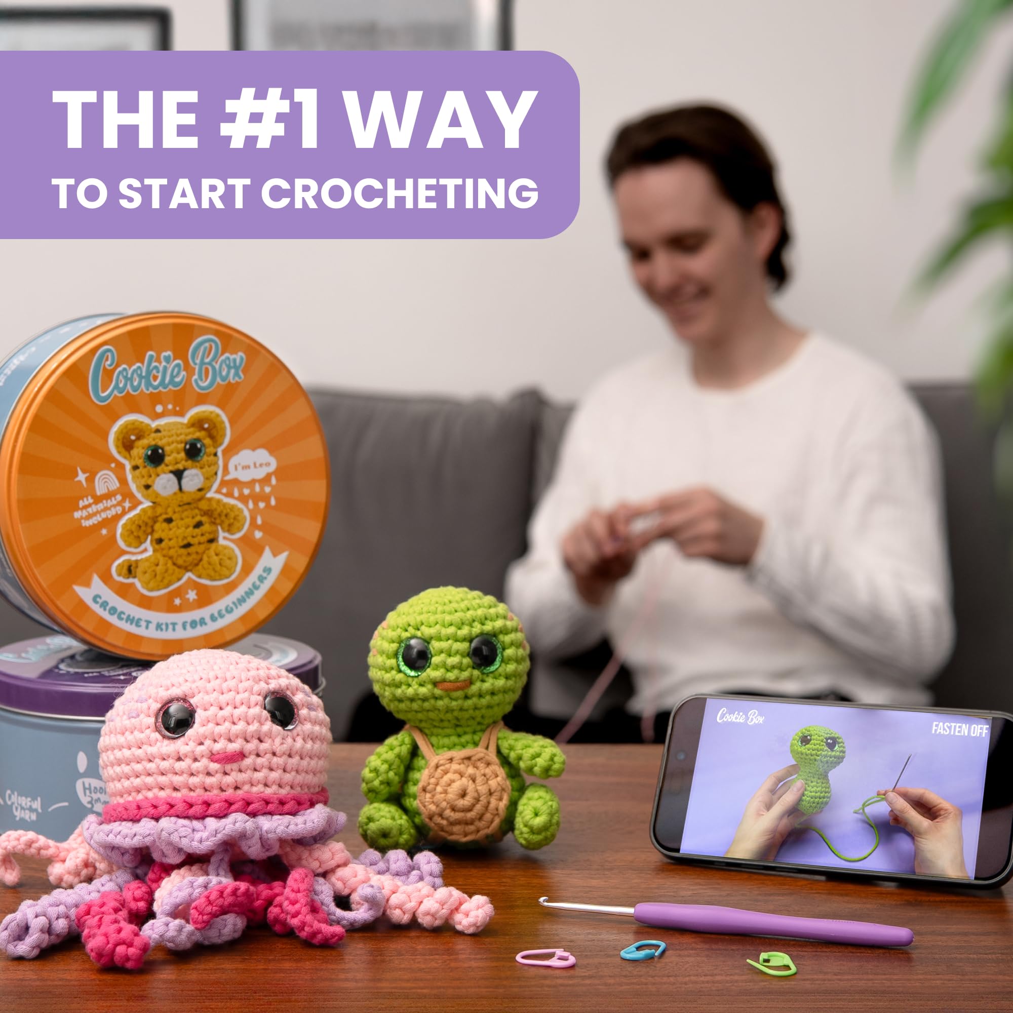 Kit Crochet Débutants - 6 Animaux à Créer - Avec Laine Et Crochets - Cadeau Créatif