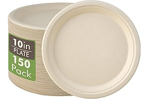 150 Pack Compostable Disposable Paper Plates