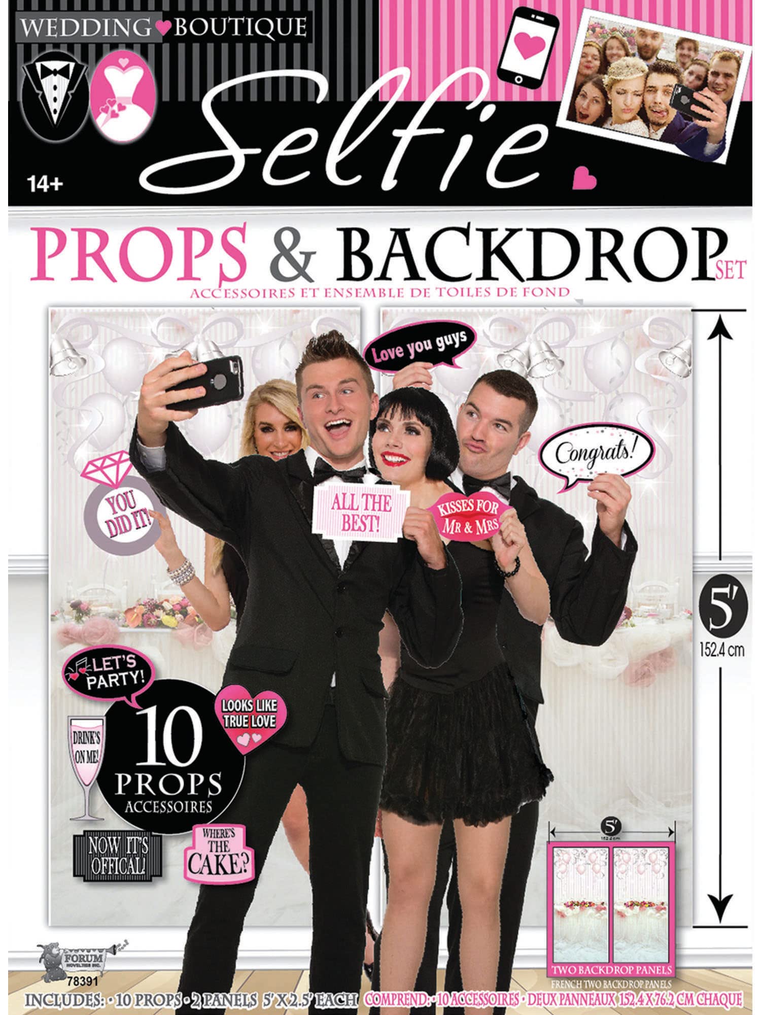 Forum Novelties Party Photo Booth Accessory Pack, Wedding Selfie