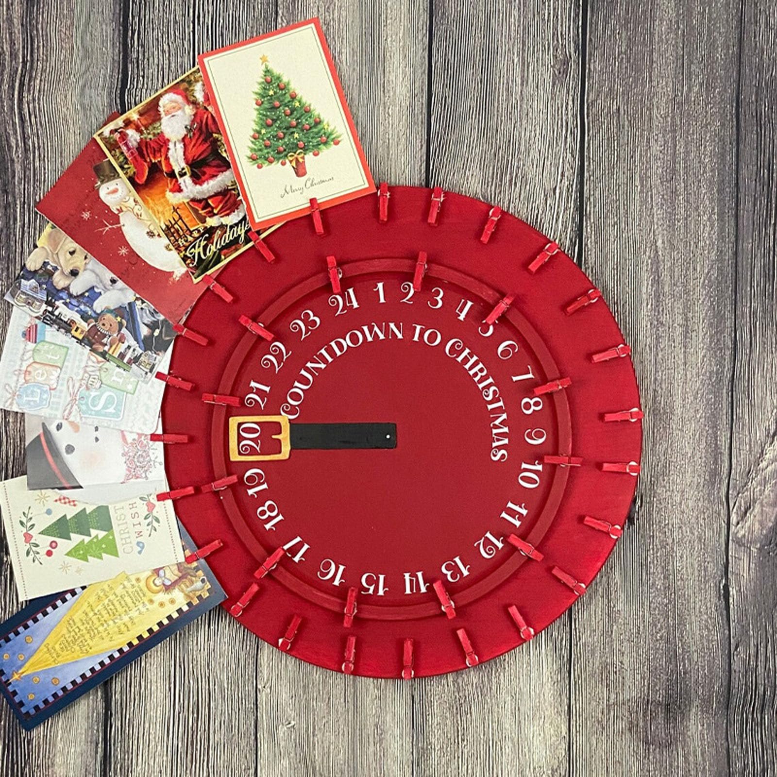 Ghirlande di biglietti di Natale, biglietti di decorazione di Natale, ghirlande, conto alla rovescia a tema Babbo Natale