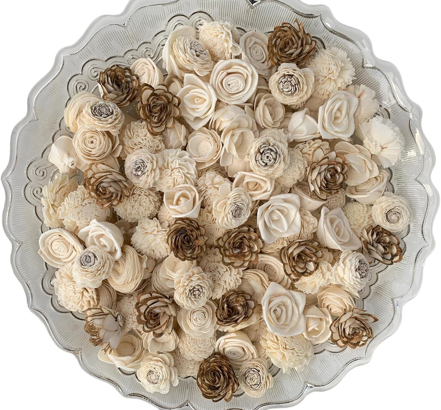Mini Sola Wood Flowers Random Assortment – Set of 50 (Size 1"–1.5", Raw & Skin, No Stems) | Small Craft Flowers for DIY, Weddings, Decor & Arrangements