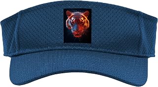 Tiger Graphic Art Wildlife Men Kid Women Abstract Tiger Head Sport Sun Visor, Youth, One Size, Navy