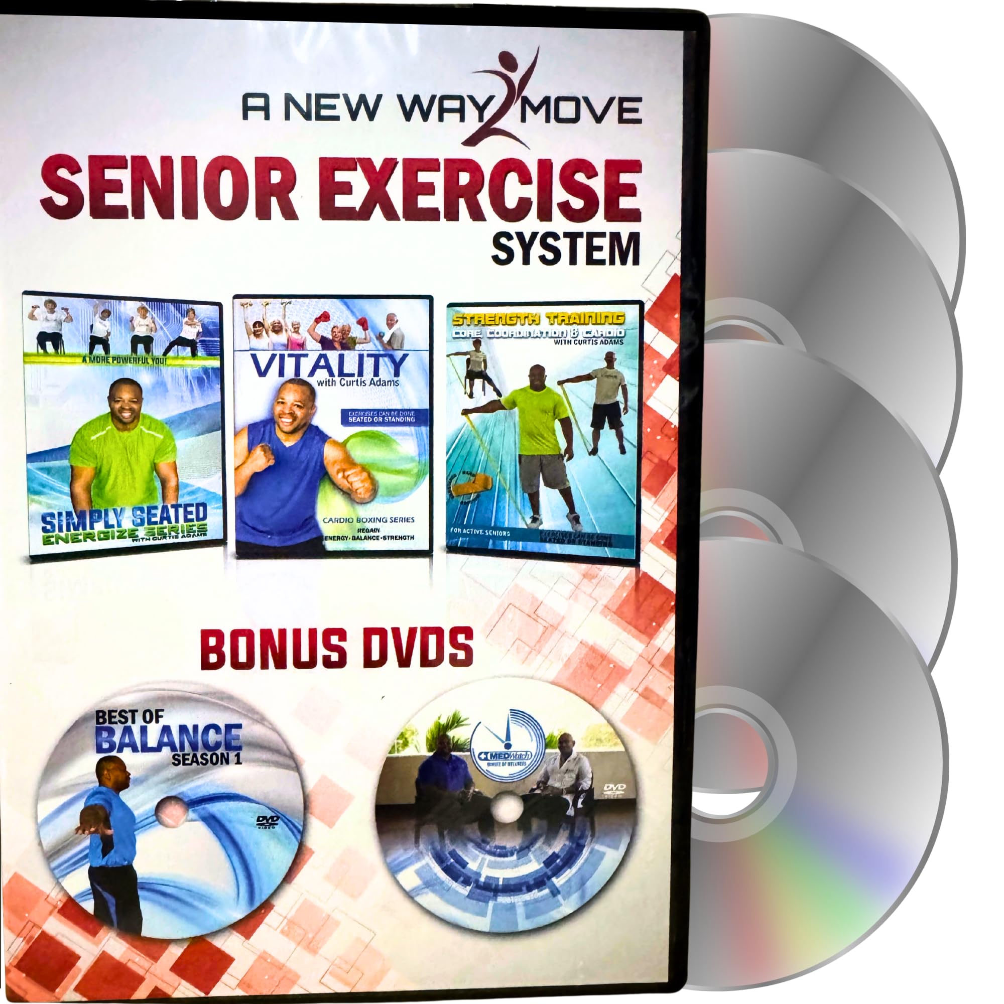 Premium, Senior Exercise DVD System: Includes: 5 DVDs + Resistance
