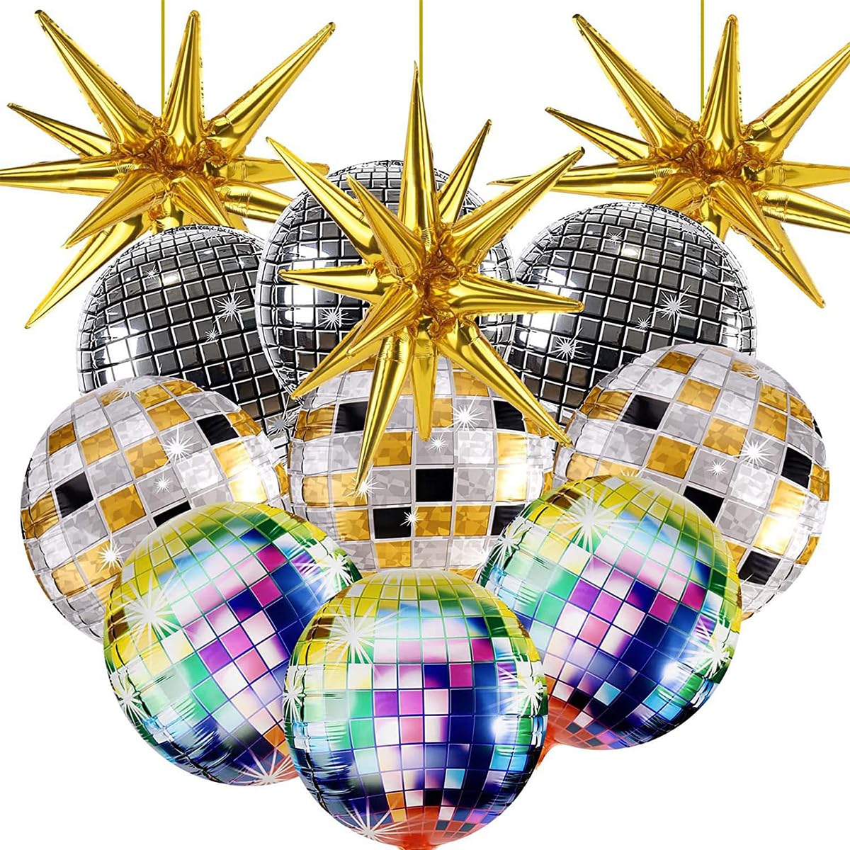 Ballons Disco Aluminium 22 Pouces - Lot De 10 - Effet Miroir 4D - Pour Fête Rétro 70s-90s, Anniversaire, Mariage - Gonflage Facile Sans Attache