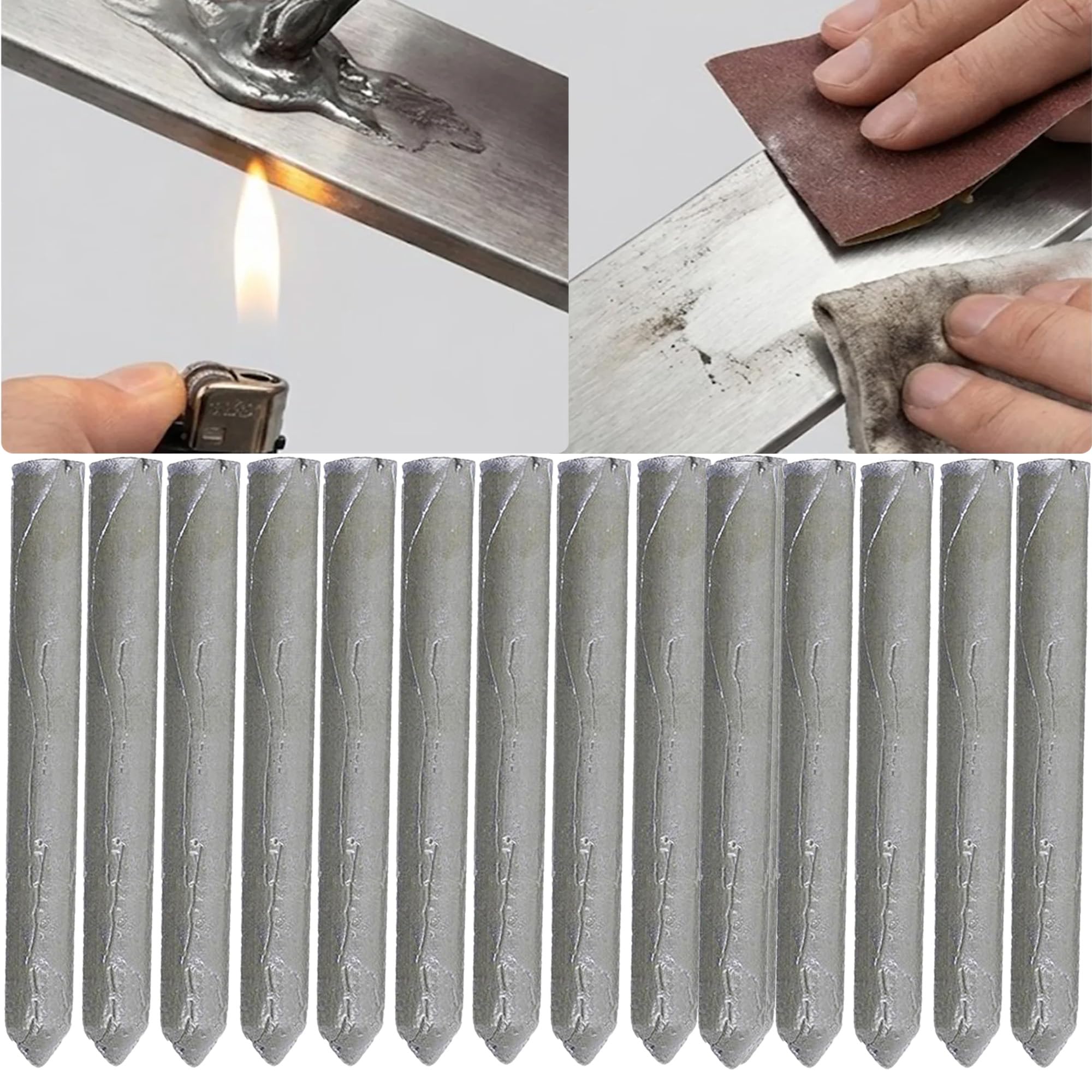 Powder Cored Aluminium Welding Rods, Low Temperature Universal Welding Rod, Lighter-Melt Speed Pro-Grade Repair Made Easy, Electrode Aluminum Rod for Aluminum Stainless Steel Iron (15PCS)