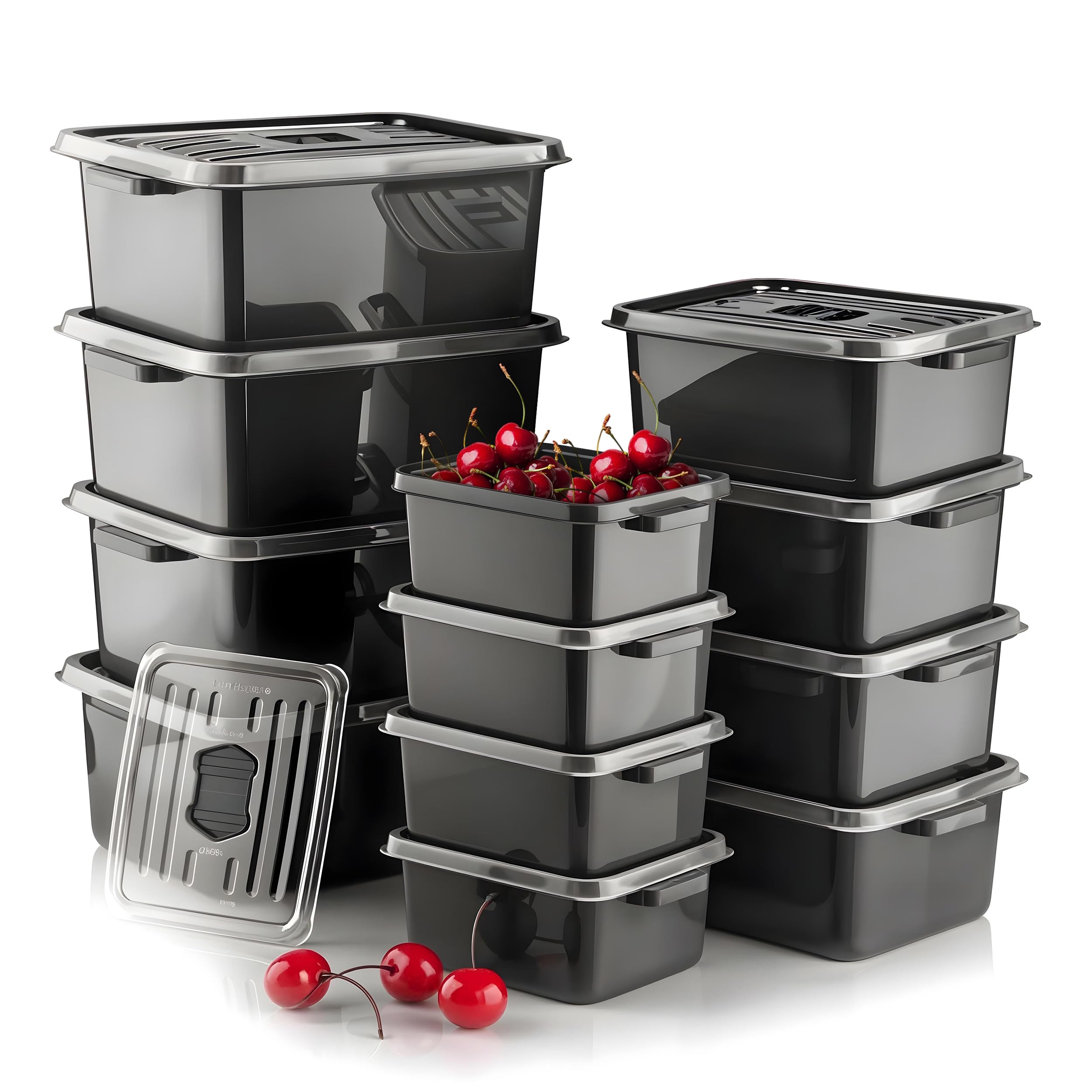 My Happy Home 12 Pieces Rectangular Plastic Food Storage Container Set with Lids Microwave/Freezer Friendly, Leakproof Airtight, Snacks, Takeout, Meal Prep, Stackable, Dishwasher Safe