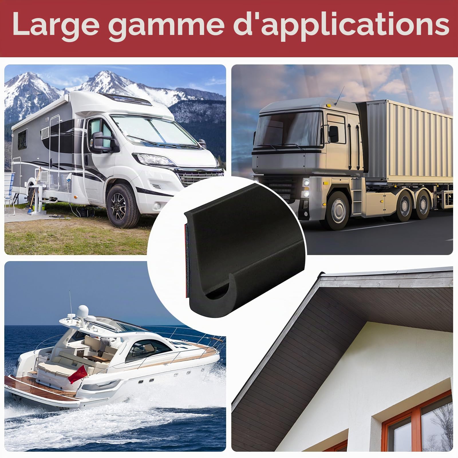 Goutte rv en J, 26 mm de hauteur Bande adhésive en J pour rv, gouttière en PVC, bande de pluie en PVC, bande de déviation de pluie pour toit pour camion, camping-car, bateau, fourgonnette