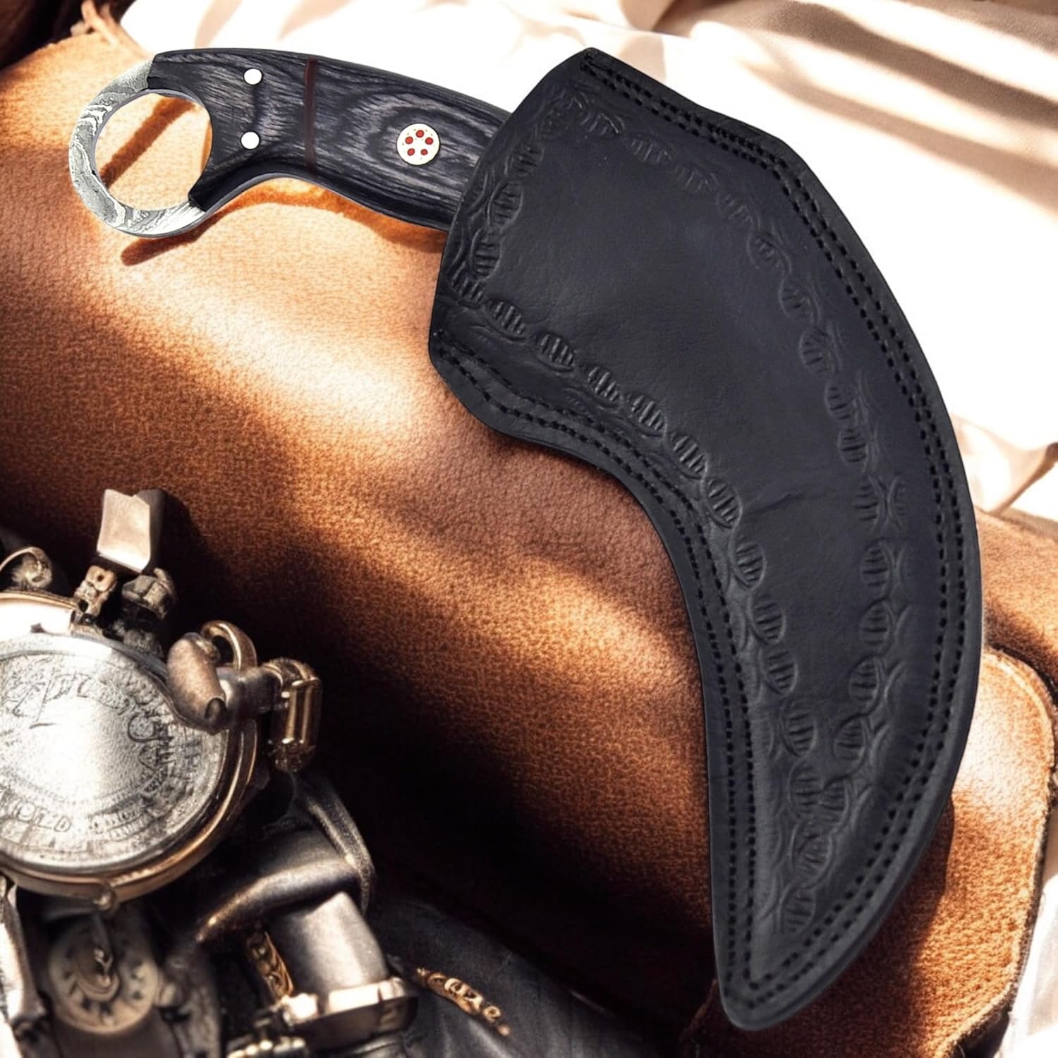 Poshland Handmade Damascus Steel Karambit Knife 9.5'' Full Tang Fixed Blade | Razor-Sharp Outdoor Knife, EDC knife for men - Image 7