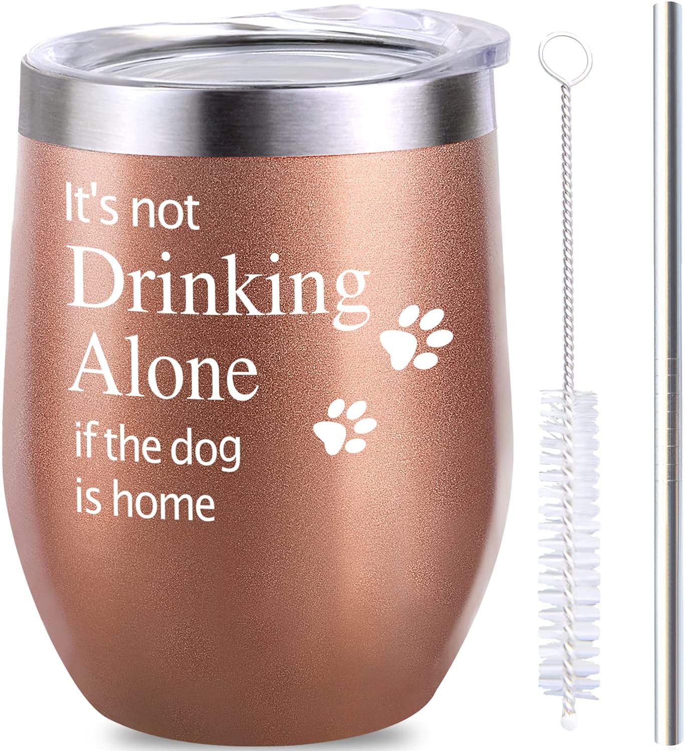 Tор Brаndѕ Funny Tumbler Glass Gift For Dog Lover Women Men Her Him Mom Dad Birthday Teacher, 12 OZ Stemless Tumbler glass With Lid and brush, drinking straw. It's not Drinking Alone if the dog is home Tор Brаndѕ Funny Tumbler Glass Gift For Dog Lover Women Men Her Him Mom Dad Birthday Teacher, 12 OZ Stemless Tumbler glass With Lid and brush, drinking straw. It's not Drinking Alone if the dog is home
