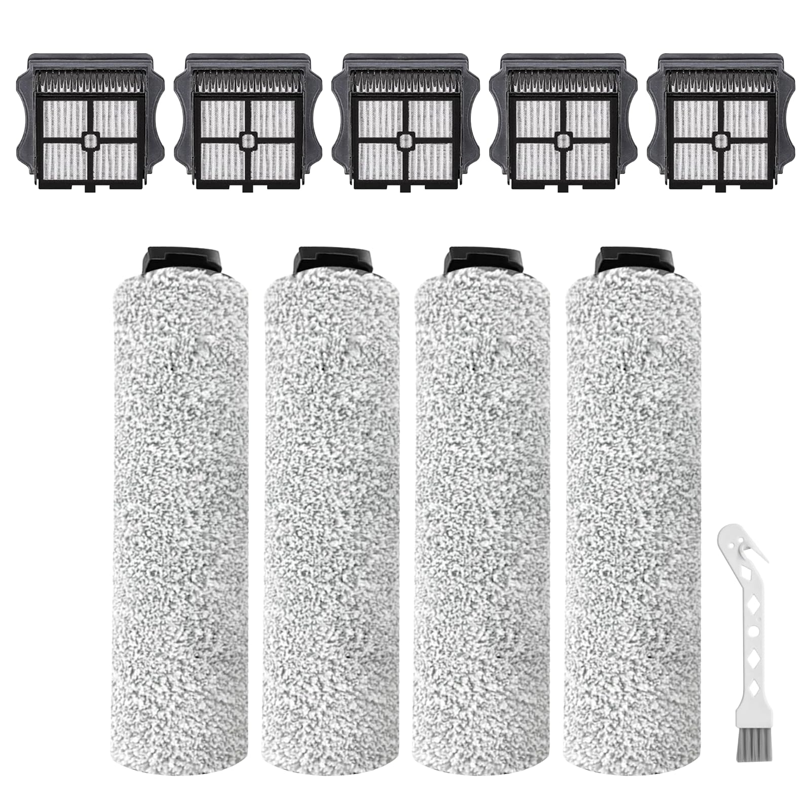 BYOFIReplacement Brush Rollers and Filters Kit Compatible with iFloor 3 and iFloor One S3 Cordless Wet Dry Vacuum Cleaner,Accessories inclue 4 Brush Rollers & 5 HEPA Filters