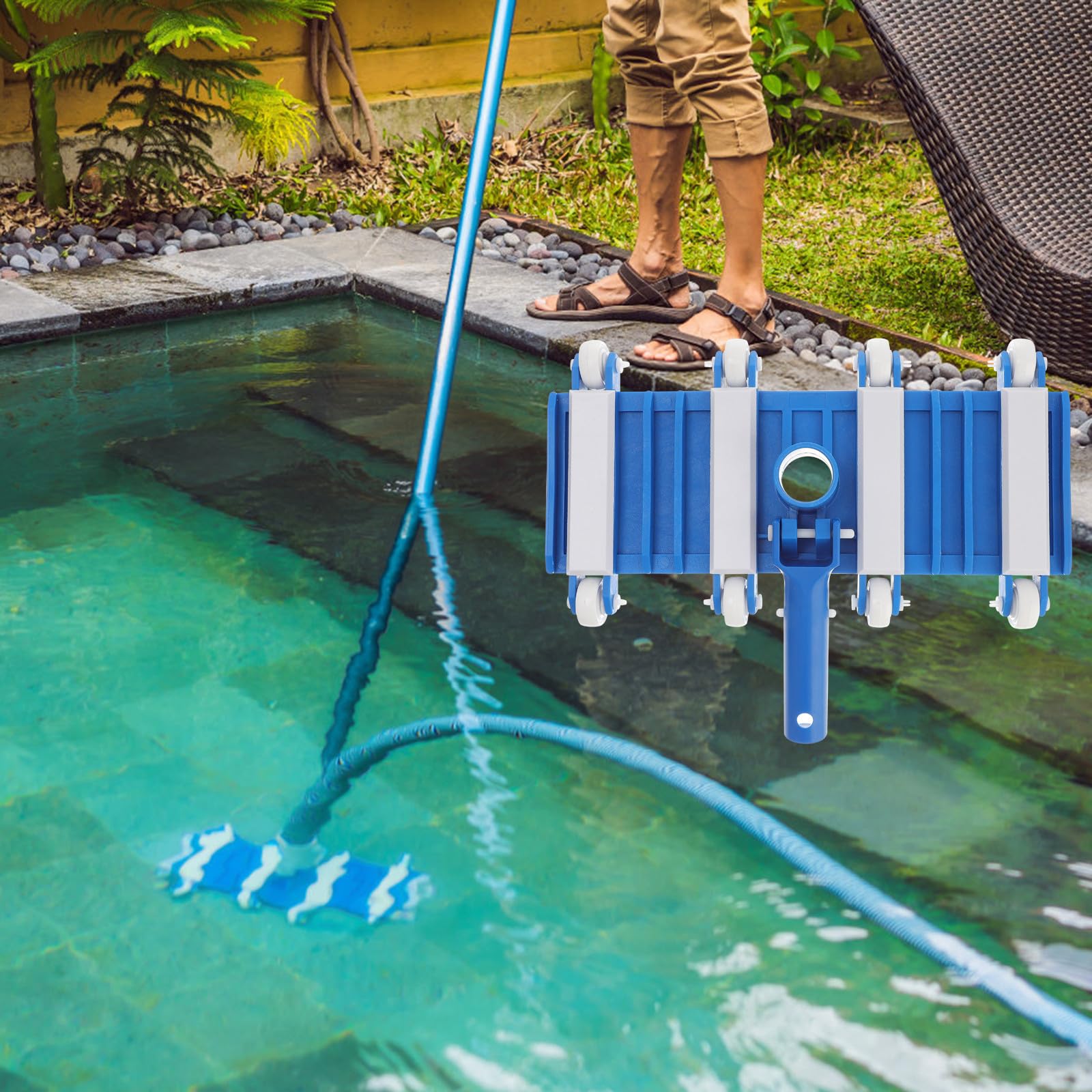 Cabezal de Succión de Piscina Herramienta de Limpieza de Piscinas para Limpieza Interior y Exterior Ruedas Antideslizantes Fácil de Instalar y Material Abs Resistente