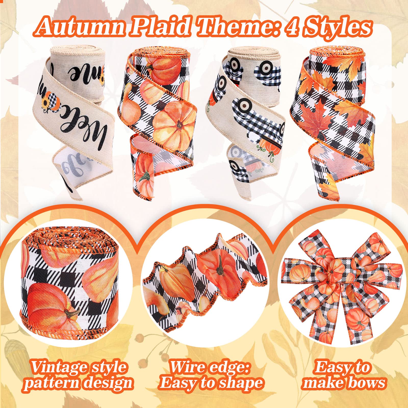 Amazon.com: Whaline 30 Yard Fall Thanksgiving Wired Edge