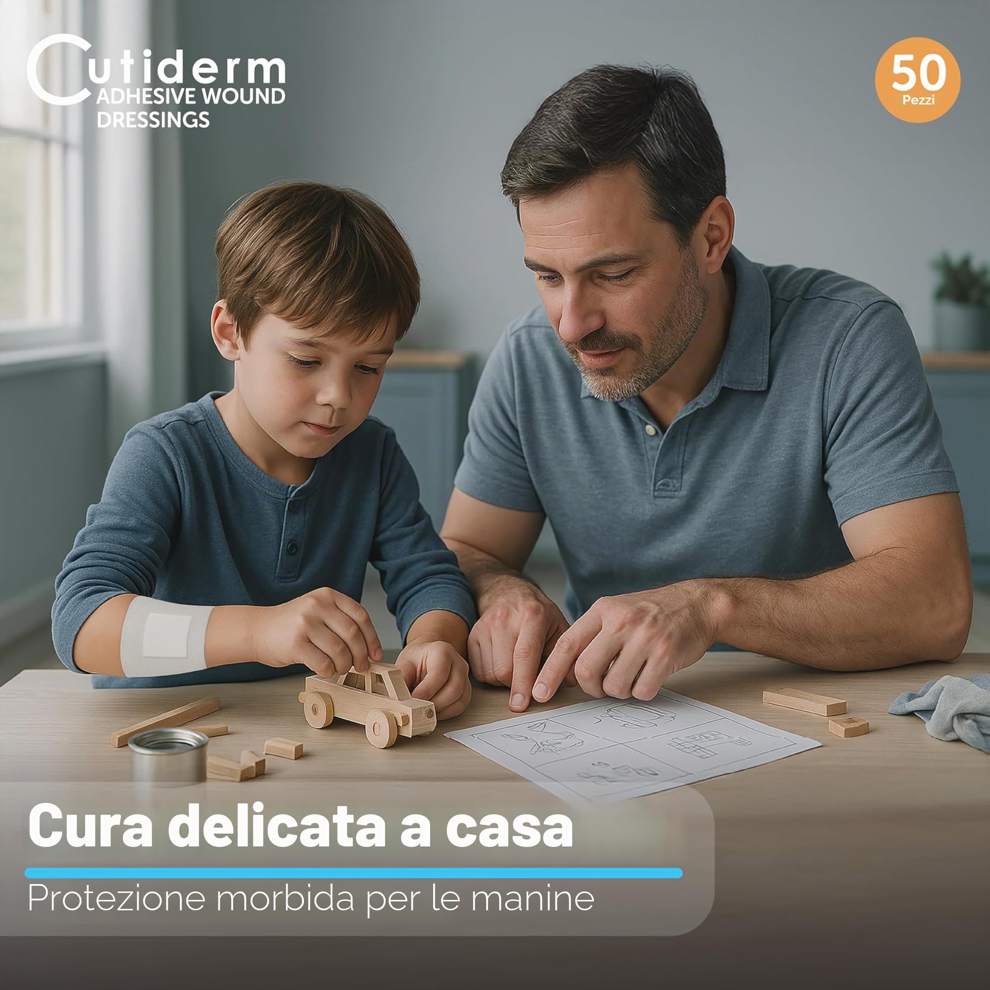 Cutiderm Medicazione adesiva sterile per ferite, 10 cm x 10 cm, confezione da 50