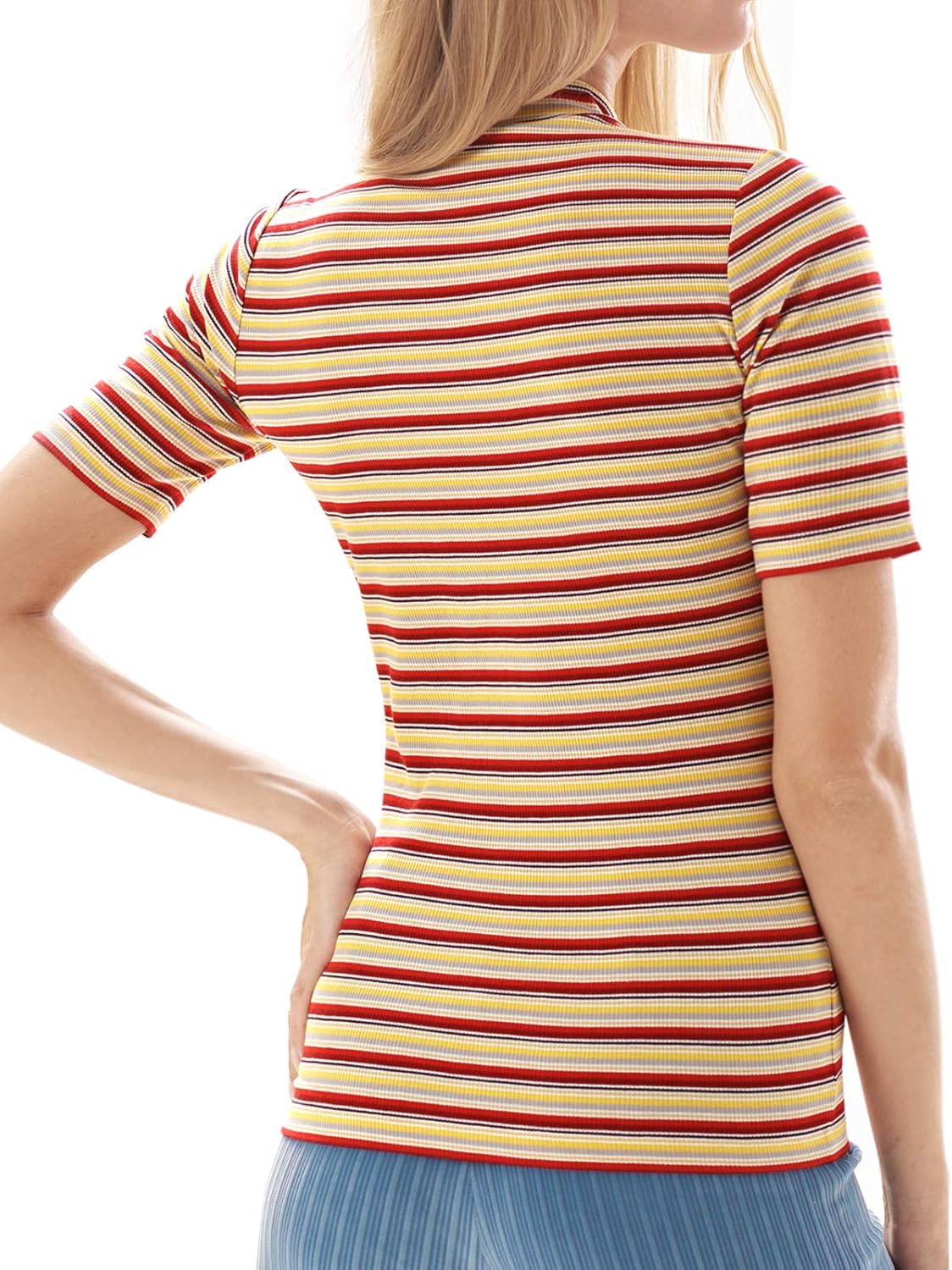 Womens Striped Shirt Mock Neck Tops for Women