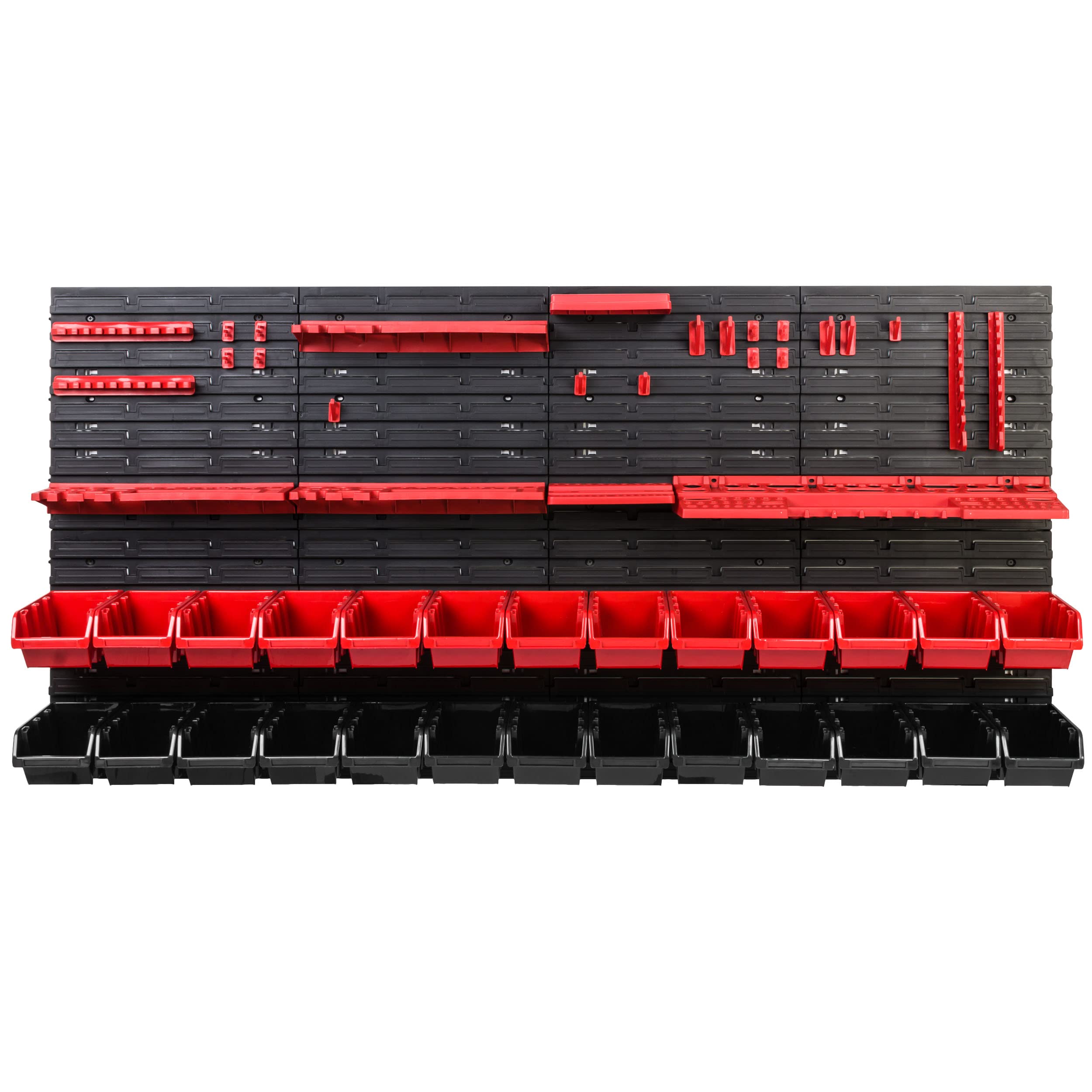 Scaffale da officina, 156 x 78 cm, 26 pezzi, con supporti per attrezzi e scatole impilabili, pannelli da parete, scaffali extra resistenti, per merci, garage, scaffali