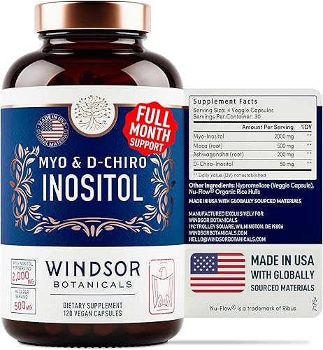 Miniatura 2 de WINDSOR BOTANICALS Myo & D-Chiro Inositol y Lactobacillus Salivarius Probiótico Paquete de Apoyo a la Salud Femenina