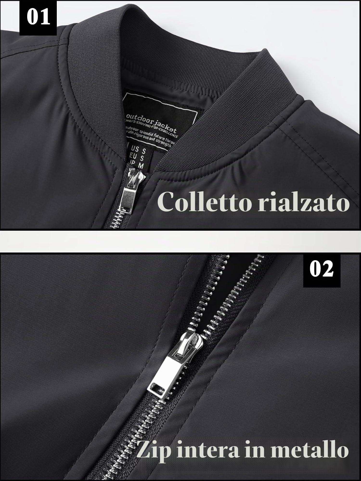 TACVASEN Uomo Giacca Bomber Leggera Jacket Sportiva con Collo da Baseball