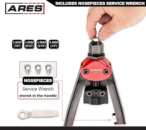 Vista 14 de Pop – Remachadora profesional con 60 remaches Ares 70017 Sirve para planchas de metal, automotores y ventilaciones.