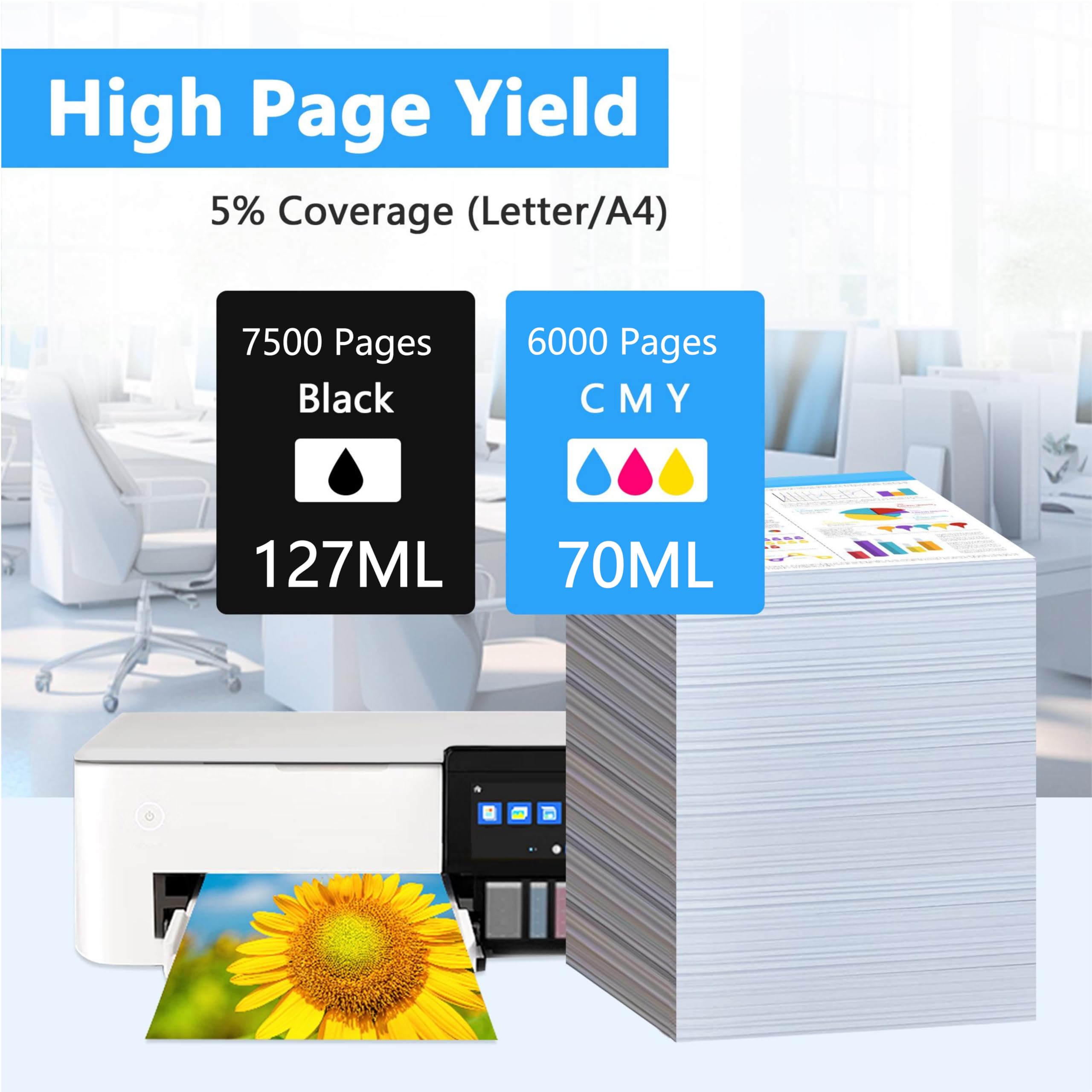 LCL Kompatybilna butelka z atramentem pigment (5 szt. 2 KCMY) zamiennik do Epson 112 C13T06C14A C13T06C24A C13T06C34A C13T06C44A L5160 L5150