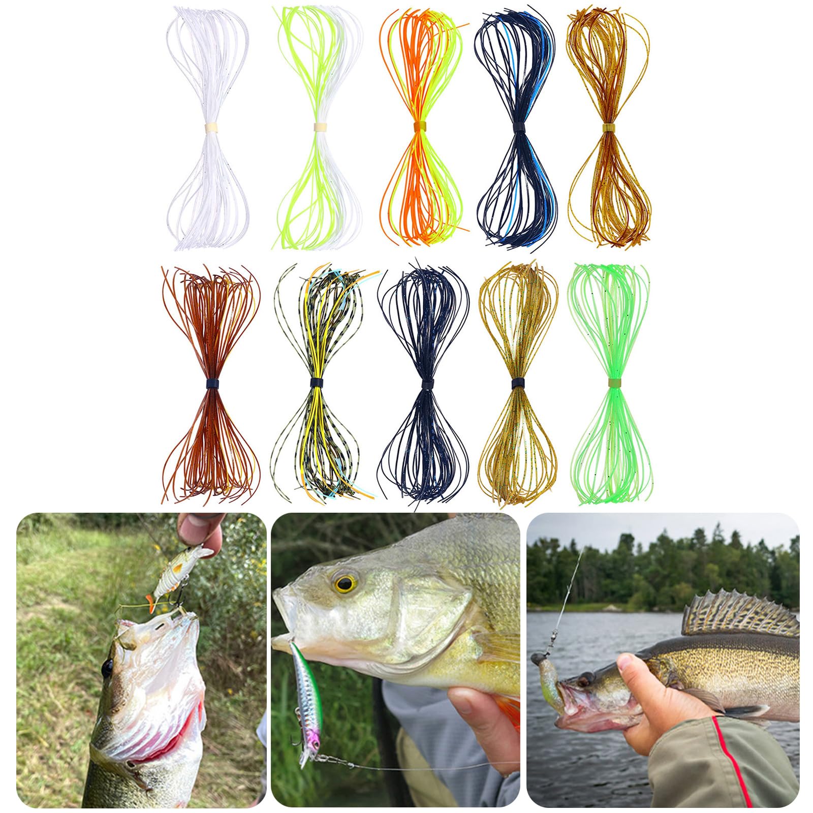 FeiYeup Silicone Skirts Rubber Jigs Skirts 10 Bundles 500Strands Fishing Lures Skirt Replacement Set for Lures Fishing Baits Fishing Lures Strand : Sports & Outdoors