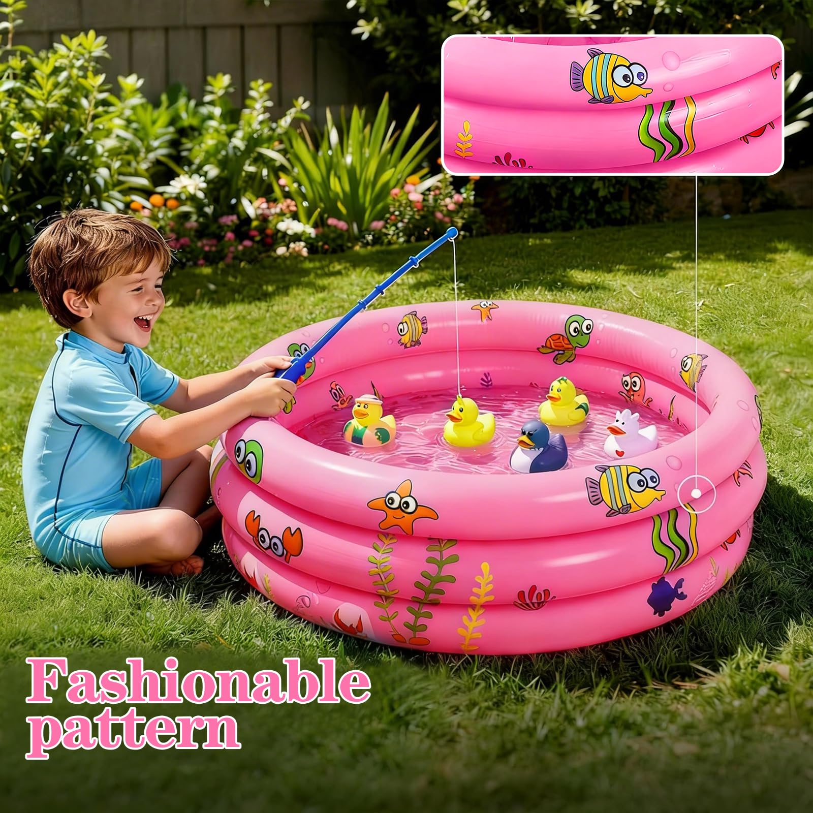 Petite Piscine Enfant,Piscine Gonflable Bébé 100 cm,Piscine Gonflable Enfants,Patogoire Enfant,Piscine Gonflable Ronde,Pataugeoire Gonflable pour Enfants pour Maison,Extérieur,Jardin,Plage,Balcon