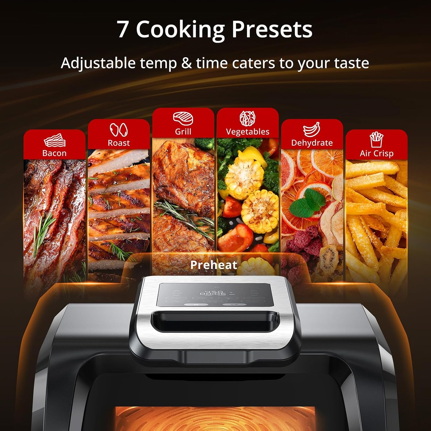 Friggitrice ad aria calda Acekool Air Fryer 7 programmi per barbecue, griglia elettrica senza fumo per interni BBQ, calore superiore 1750 W 4QT pinza in silicone bonus Friggitrice ad aria calda Acekool Air Fryer 7 programmi per barbecue, griglia elettrica senza fumo per interni BBQ, calore superiore 1750 W 4QT pinza in silicone bonus
