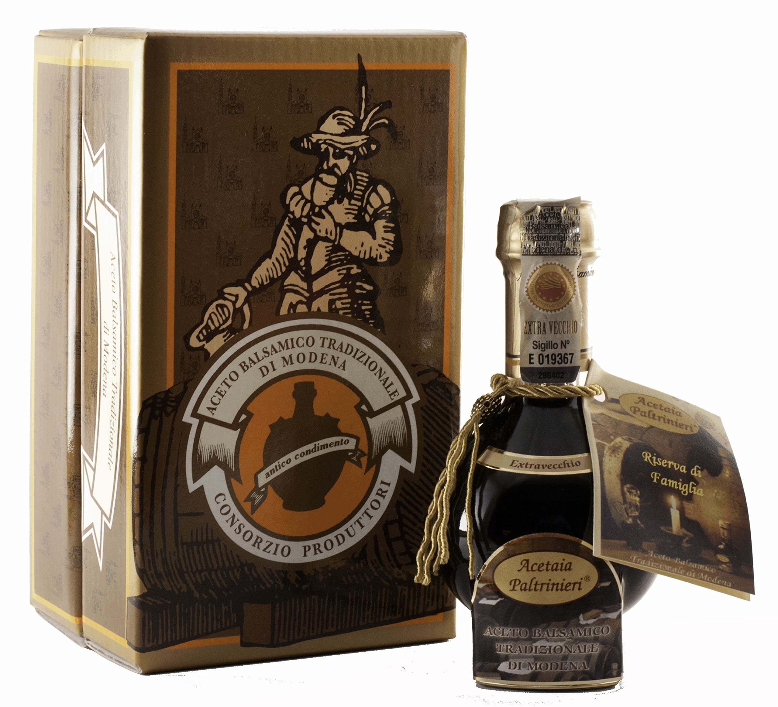 Acetaia Paltrinieri Aceto Balsamico Tradizionale di Modena DOP Extravecchio, 50 Jahre gereift, 100ml in Kastanienholz Geschenkbox