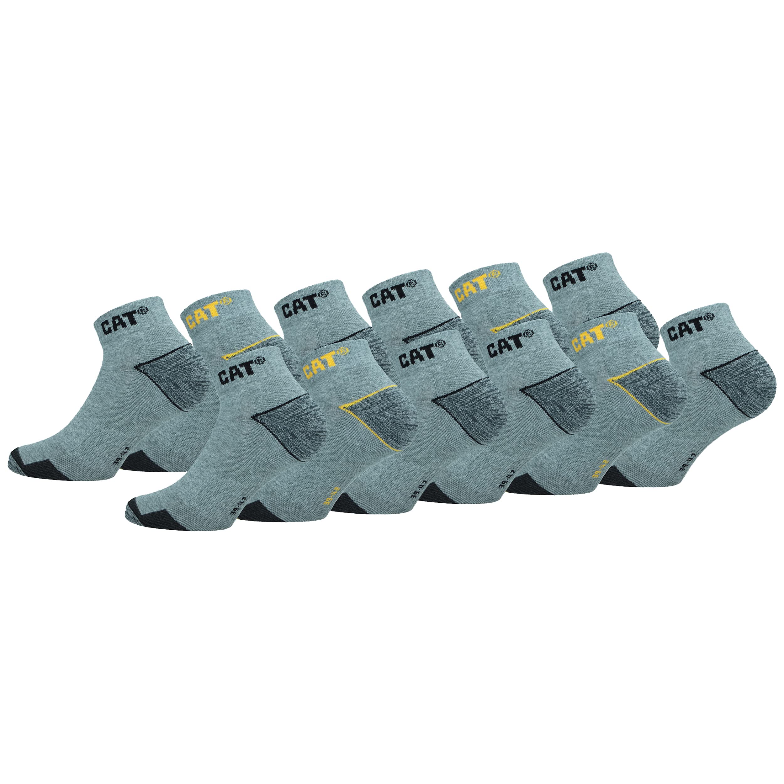 Caterpillar 12 Paia Calze Sneaker Lavoro - Punta Tallone Rinforzati - Supporto Arco Plantare - Cotone