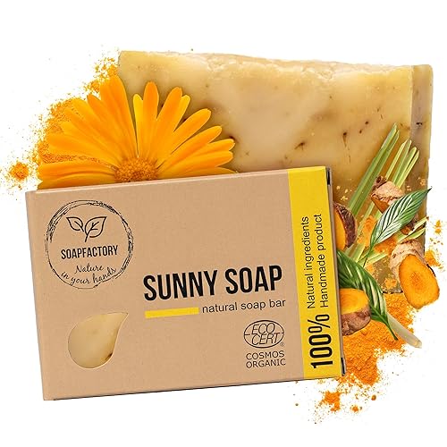 Soap Factory - Barra de jabón orgánico con cúrcuma y hierba de limón jabón natural para la cara y el cuerpo para hombres y mujeres limpiador facial disponible en Yaxa Colombia