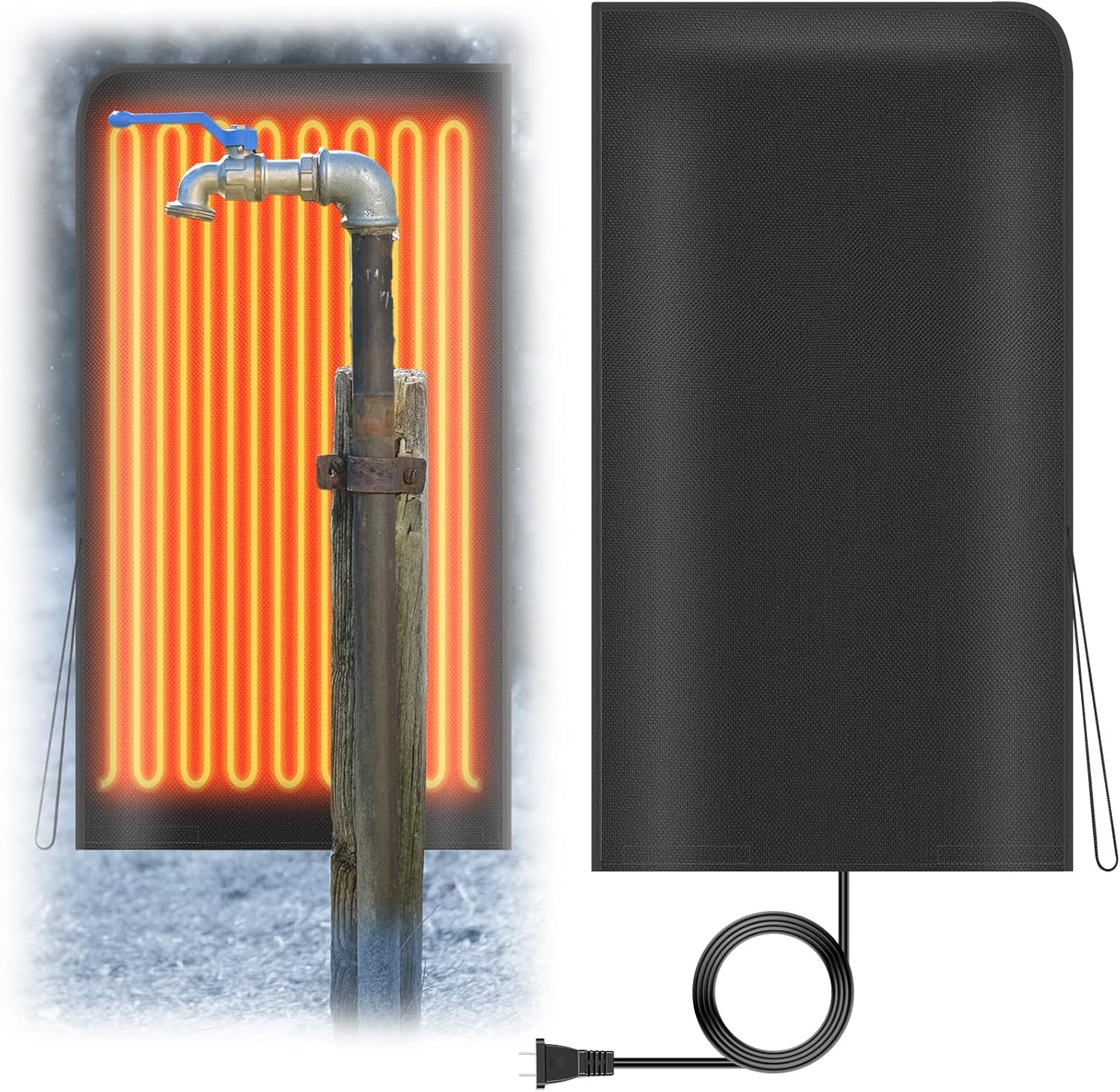 Extra Large Heated Outdoor Faucet Cover for Winter, Oversized Faucet Covers for Outside with Smart Temperature Control, Waterproof Insulated Faucet Protector for RV, Garden & Home Use