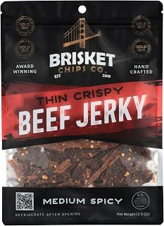 Brisket Chips Co. Medium Spicy Brisket Chips, Crispy, High Protein, Beef (2.5oz)