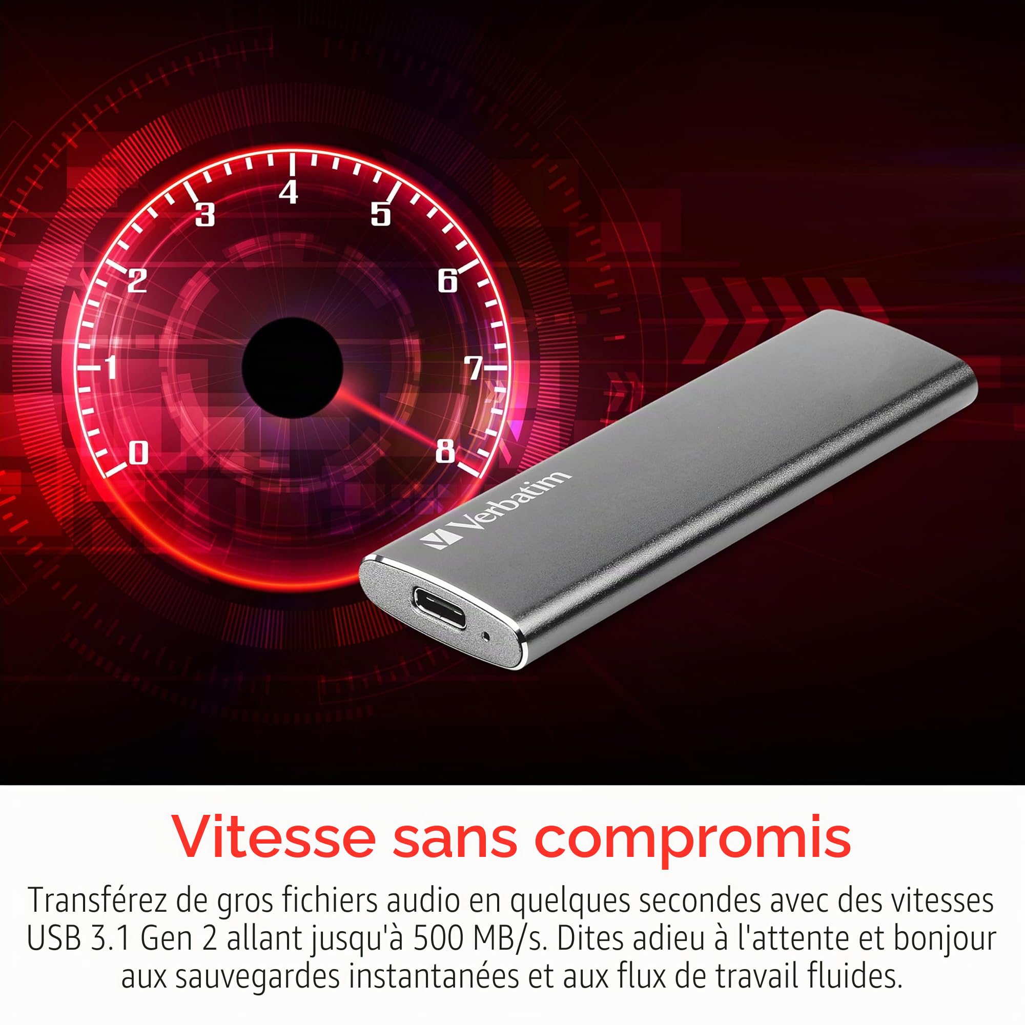 Verbatim Vx500 - Ssd - 480 Gb - Extern (tragbar) - Usb 3.1 Gen 2 (usB-C Steckverbinder) - SpacE-Grau