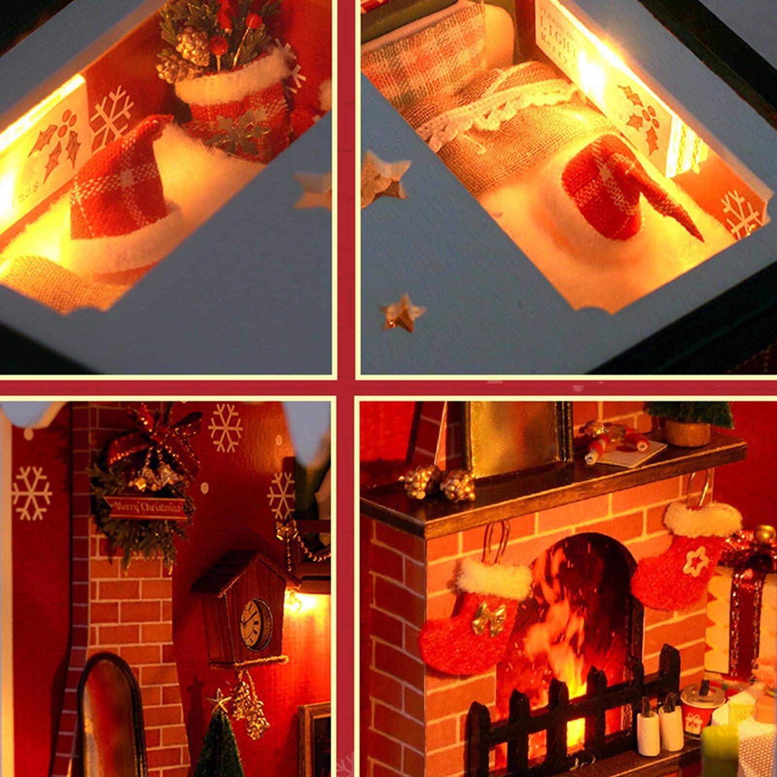 Kit per casa delle bambole in miniatura, decorazione artistica per la casa | Casa di Natale a LED, per compleanno, soggiorno, camera da letto, tavolo, scrivania, cucina, ufficio, bambini